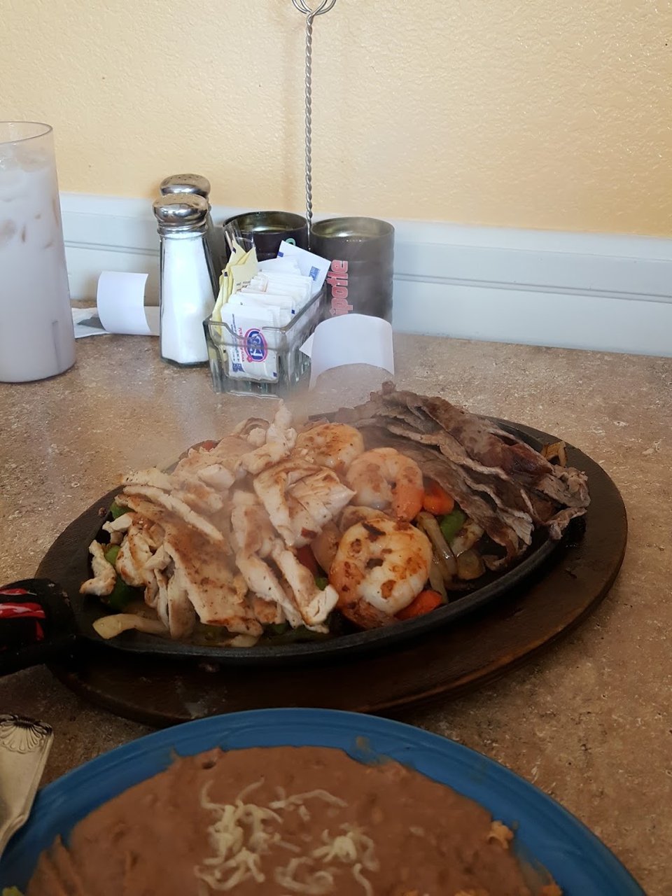 Printed menu with breakfast and lunch sections.